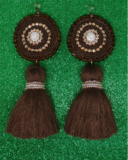 Háčkované  dizajnové náušnice "Čokoládky"